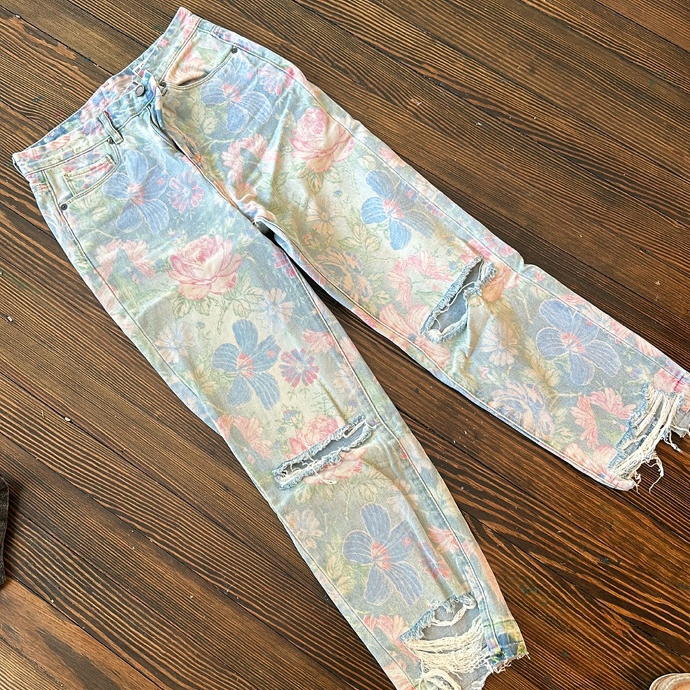 Blank NYC Floral Straight Leg Jean